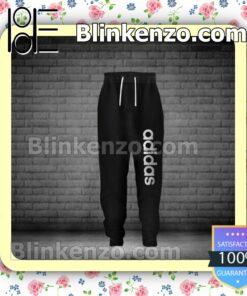 Luxury Adidas With Logo Center Black Fleece Hoodie, Pants b