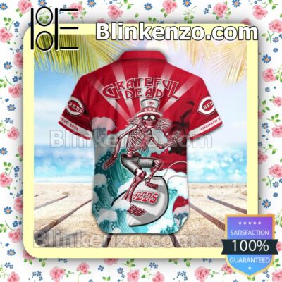 MLB Cincinnati Reds Grateful Dead Summer Beach Shirt b