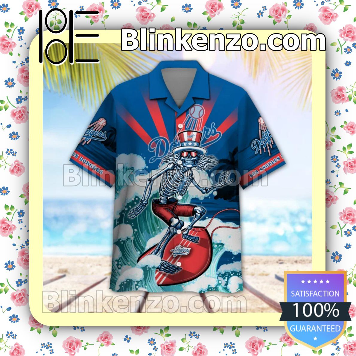 Discount MLB Los Angeles Dodgers Grateful Dead Summer Beach Shirt