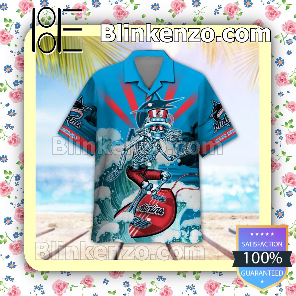 Official MLB Miami Marlins Grateful Dead Summer Beach Shirt