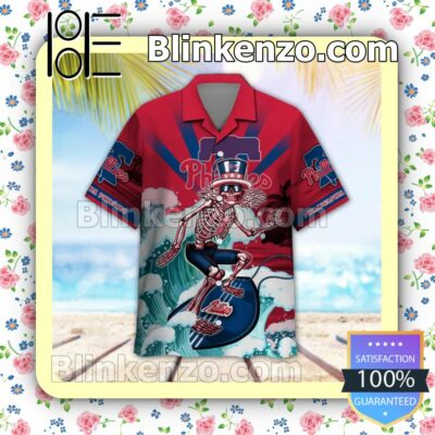 MLB Philadelphia Phillies Grateful Dead Summer Beach Shirt a