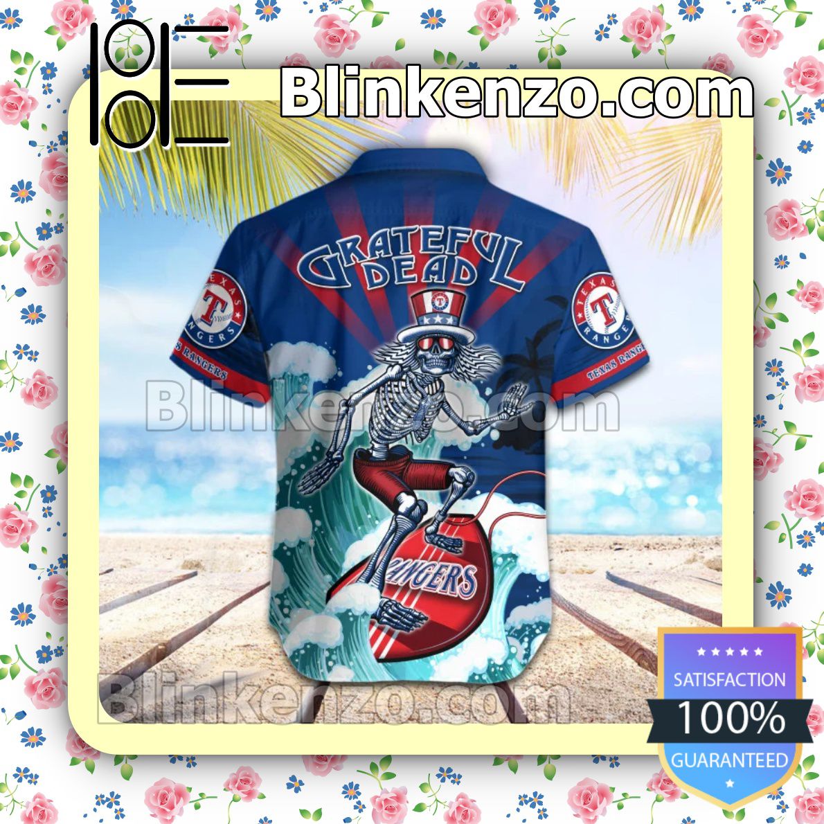 Discount MLB Texas Rangers Grateful Dead Summer Beach Shirt