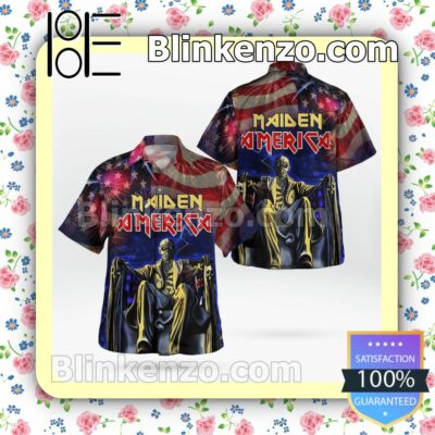 Maiden America 4th Of July Fireworks Casual Button Down Shirts