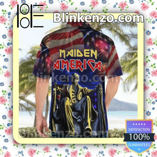 Maiden America 4th Of July Fireworks Casual Button Down Shirts a
