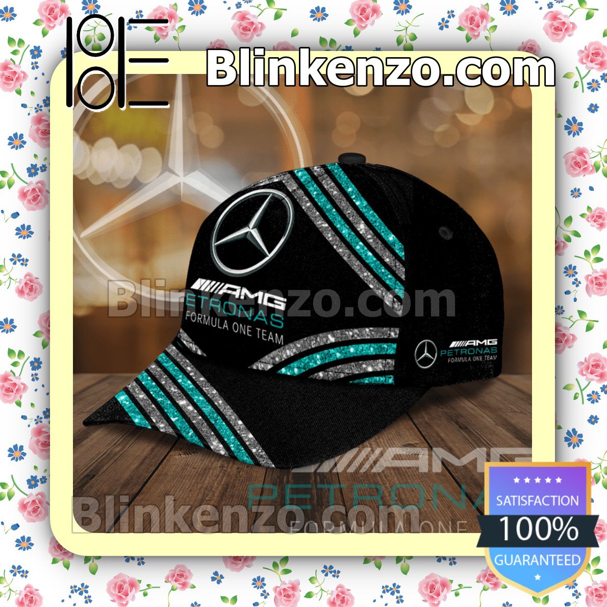 Luxury Mercedes Amg Petronas Formula One Team Glitter Stripes Baseball Caps Gift For Boyfriend