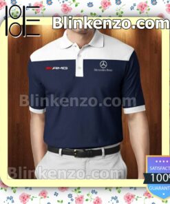 Mercedes Benz Amg Navy And White Custom Polo Shirt