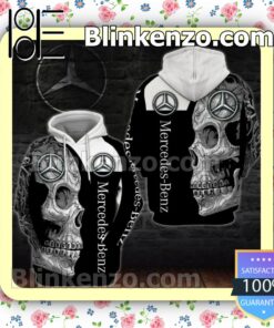 Mercedes-Benz Skull Black And White Custom Womens Hoodie