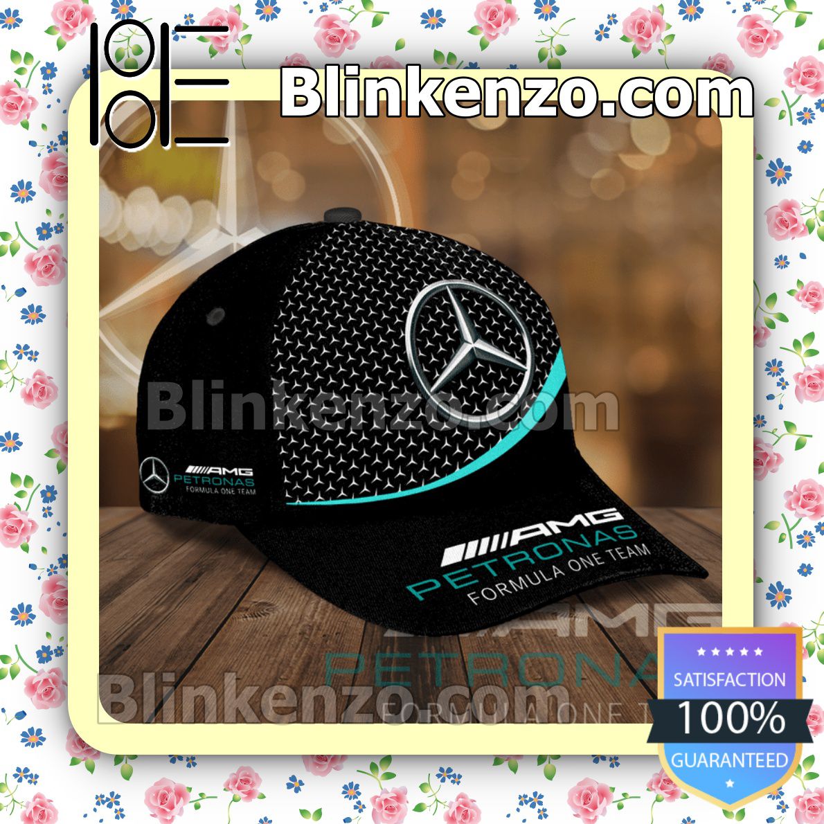 POD Mercedes Logo Printed Amg Petronas Formula One Team Black Baseball Caps Gift For Boyfriend