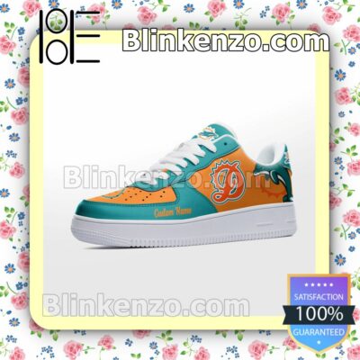 Miami Dolphins Mascot Logo NFL Football Nike Air Force Sneakers a