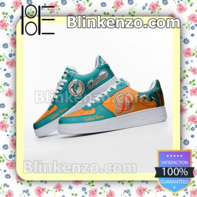 Miami Dolphins Mascot Logo NFL Football Nike Air Force Sneakers b