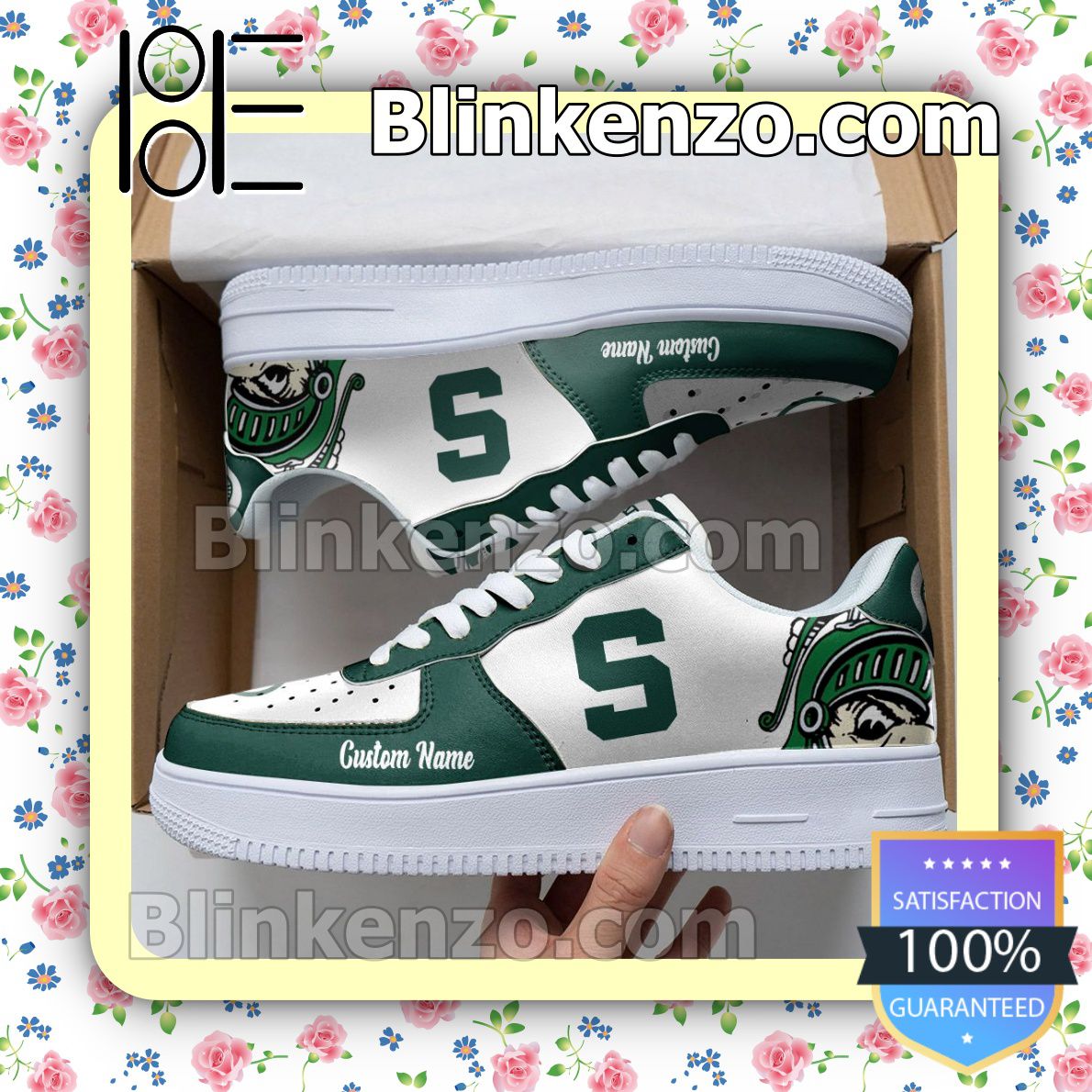 Michigan State Spartans Mascot Logo NCAA Nike Air Force Sneakers
