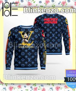 Mickey Mouse Louis Vuitton Blue Monogram Mens Sweater