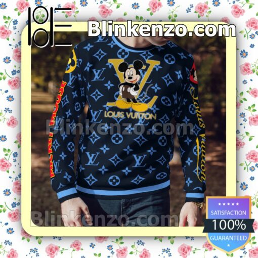 Mickey Mouse Louis Vuitton Blue Monogram Mens Sweater a
