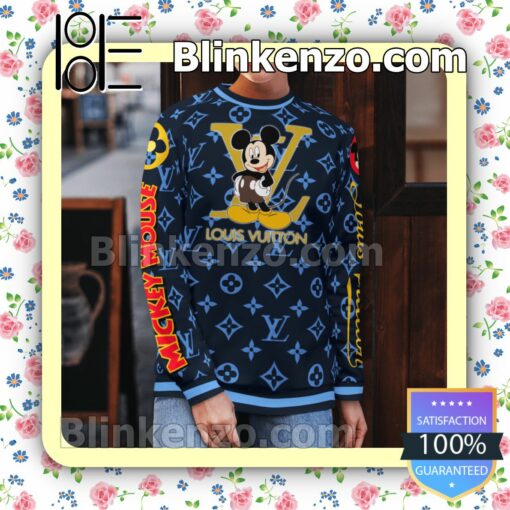 Mickey Mouse Louis Vuitton Blue Monogram Mens Sweater b