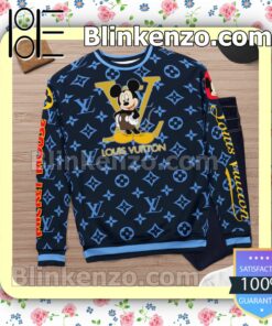Mickey Mouse Louis Vuitton Blue Monogram Mens Sweater c