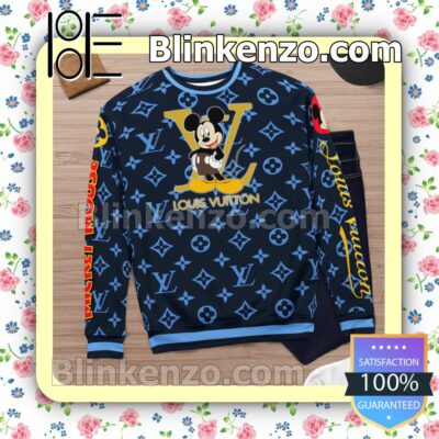 Mickey Mouse Louis Vuitton Blue Monogram Mens Sweater c