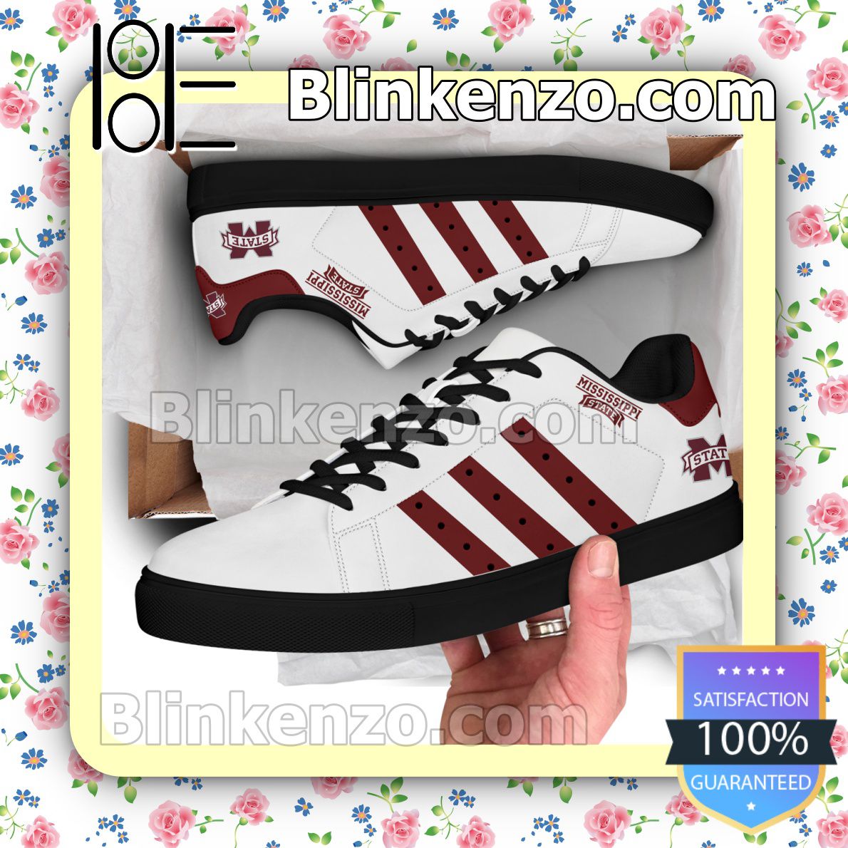 Mississippi State Bulldogs Logo Print Low Top Shoes