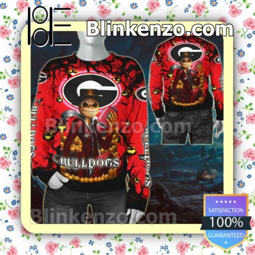 NCAA Georgia Bulldogs Jack Skellington Halloween Hoodies Pullover b