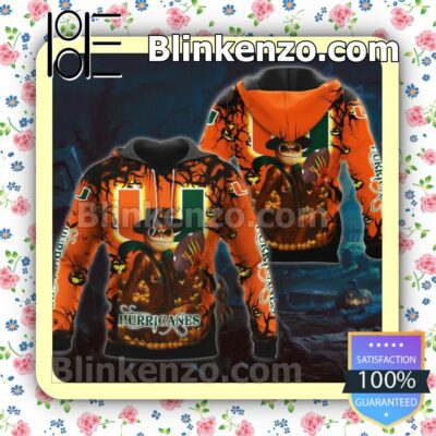 NCAA Miami Hurricanes Jack Skellington Halloween Hoodies Pullover a