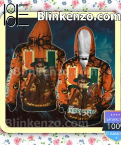 NCAA Miami Hurricanes Jack Skellington Halloween Hoodies Pullover b