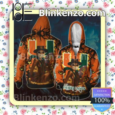 NCAA Miami Hurricanes Jack Skellington Halloween Hoodies Pullover b