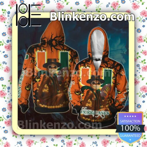 NCAA Miami Hurricanes Jack Skellington Halloween Hoodies Pullover b