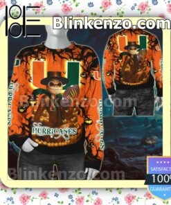 NCAA Miami Hurricanes Jack Skellington Halloween Hoodies Pullover c