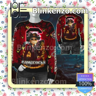 NCAA South Carolina Gamecocks Jack Skellington Halloween Hoodies Pullover b