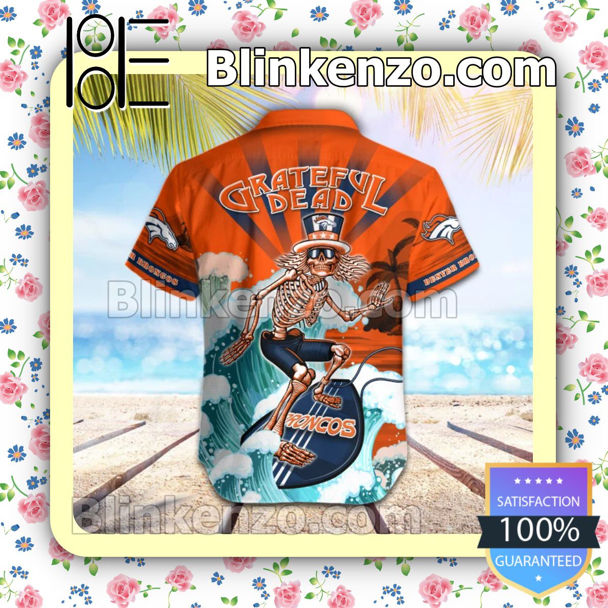 Gorgeous NFL Denver Broncos Grateful Dead Summer Beach Shirt