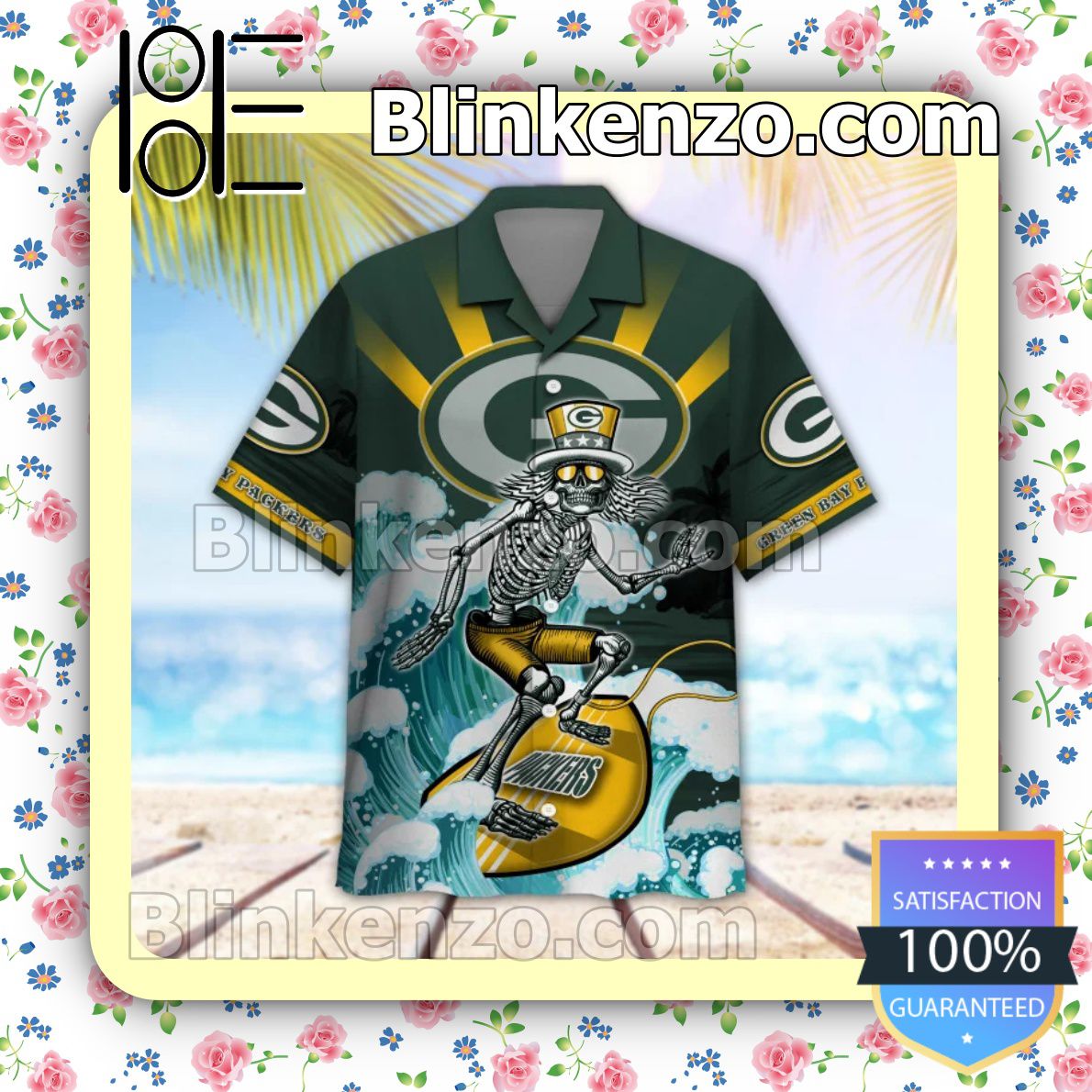 Official NFL Green Bay Packers Grateful Dead Summer Beach Shirt