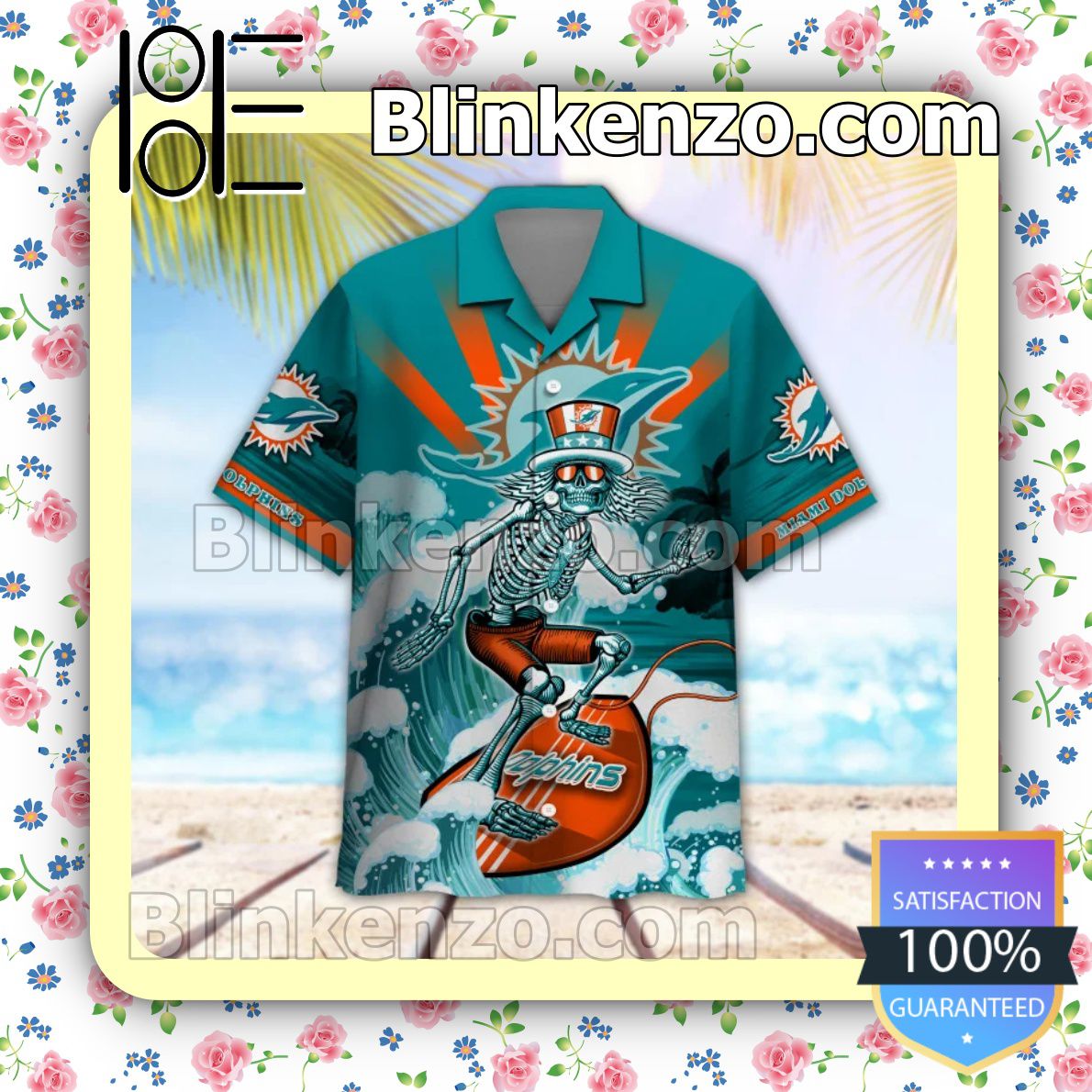 Sale Off NFL Miami Dolphins Grateful Dead Summer Beach Shirt