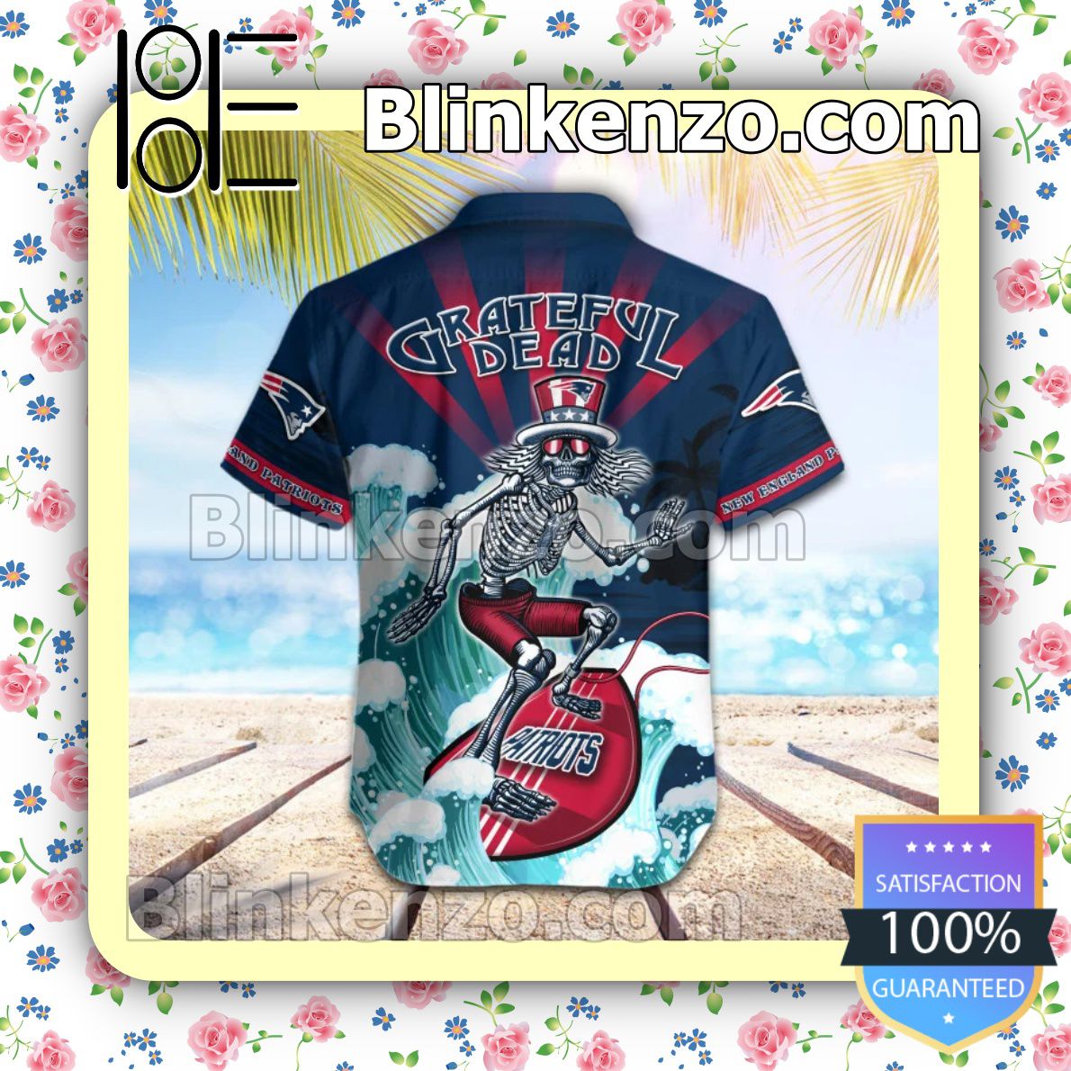 Great artwork! NFL New England Patriots Grateful Dead Summer Beach Shirt