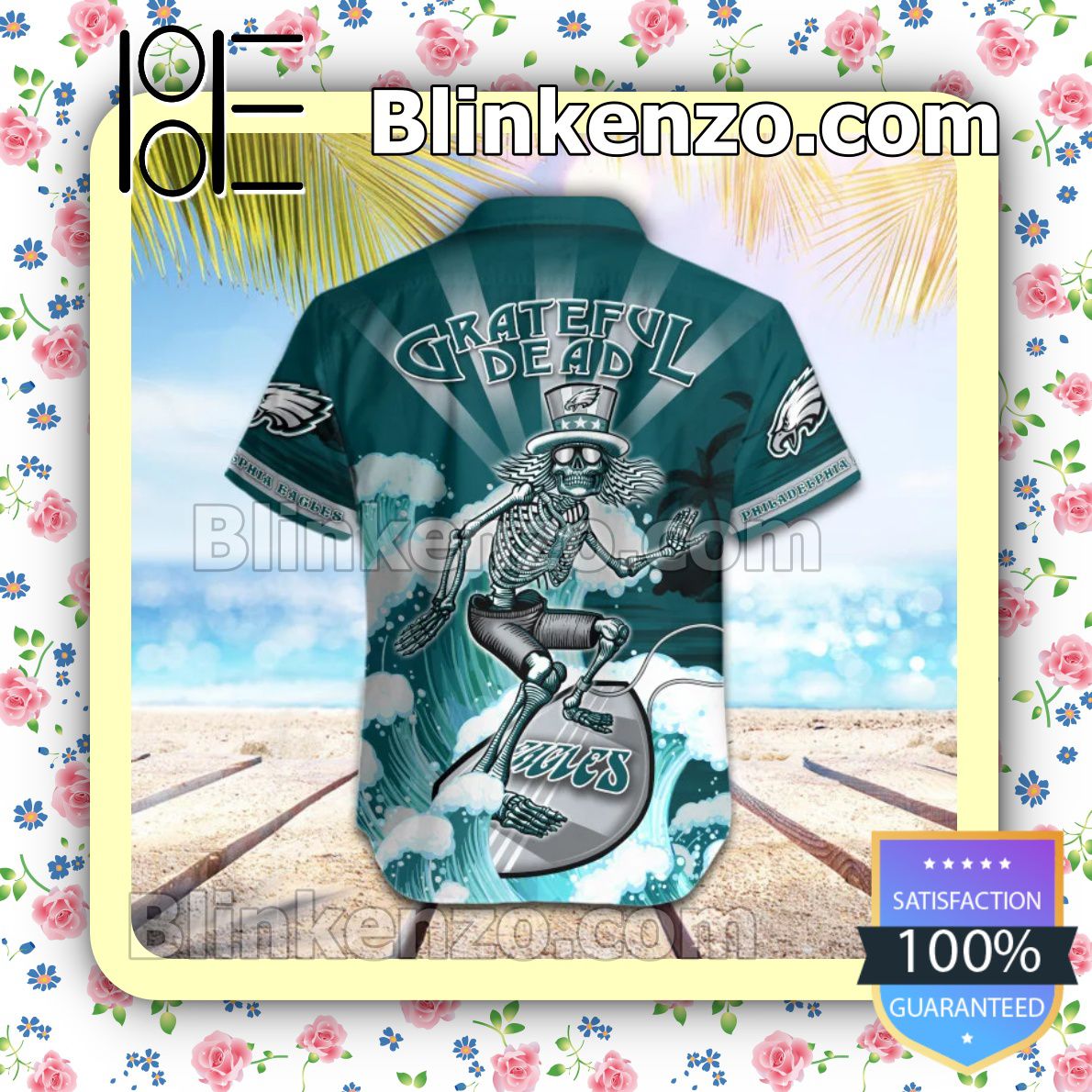 Nice NFL Philadelphia Eagles Grateful Dead Summer Beach Shirt