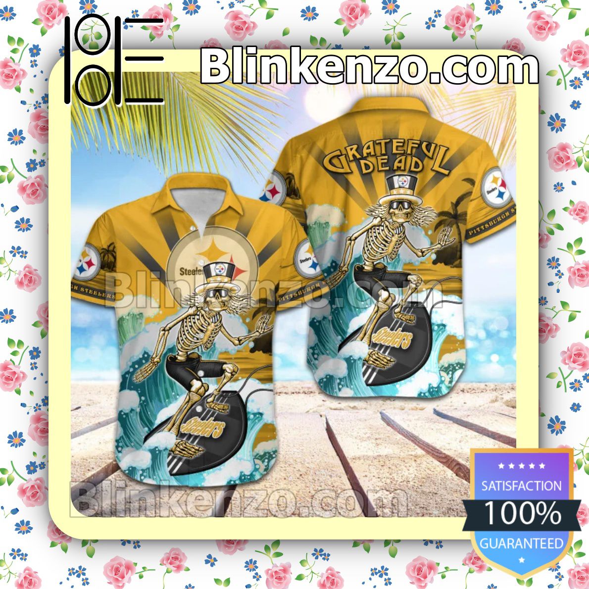 3D NFL Pittsburgh Steelers Grateful Dead Summer Beach Shirt