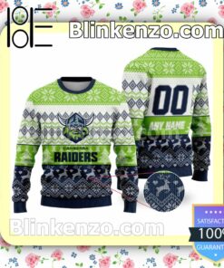 NRL Canberra Raiders Custom Name Number Knit Ugly Christmas Sweater