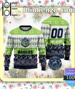NRL Canberra Raiders Custom Name Number Knit Ugly Christmas Sweater a