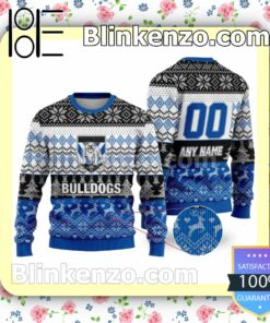 NRL Canterbury-Bankstown Bulldogs Custom Name Number Knit Ugly Christmas Sweater