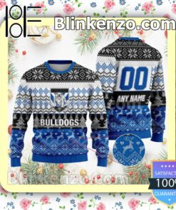 NRL Canterbury-Bankstown Bulldogs Custom Name Number Knit Ugly Christmas Sweater a