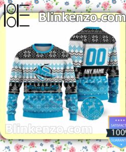 NRL Cronulla-Sutherland Sharks Custom Name Number Knit Ugly Christmas Sweater