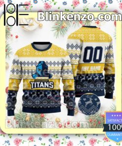 NRL Gold Coast Titans Custom Name Number Knit Ugly Christmas Sweater a