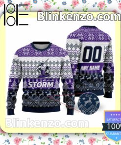 NRL Melbourne Storm Custom Name Number Knit Ugly Christmas Sweater
