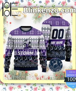 NRL Melbourne Storm Custom Name Number Knit Ugly Christmas Sweater a