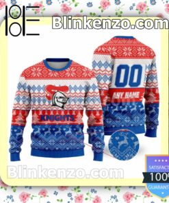 NRL Newcastle Knights Custom Name Number Knit Ugly Christmas Sweater