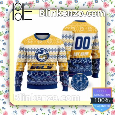 NRL Parramatta Eels Custom Name Number Knit Ugly Christmas Sweater