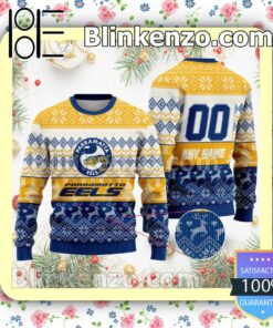 NRL Parramatta Eels Custom Name Number Knit Ugly Christmas Sweater a