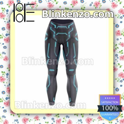 Neon Tech Iron Man Black And Blue Workout Leggings