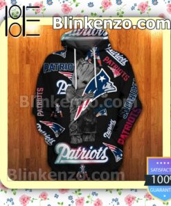 New England Patriots With Groot Black Custom Womens Hoodie