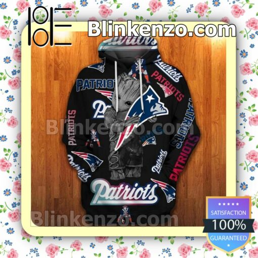 New England Patriots With Groot Black Custom Womens Hoodie