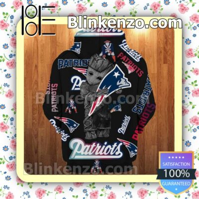 New England Patriots With Groot Black Custom Womens Hoodie a