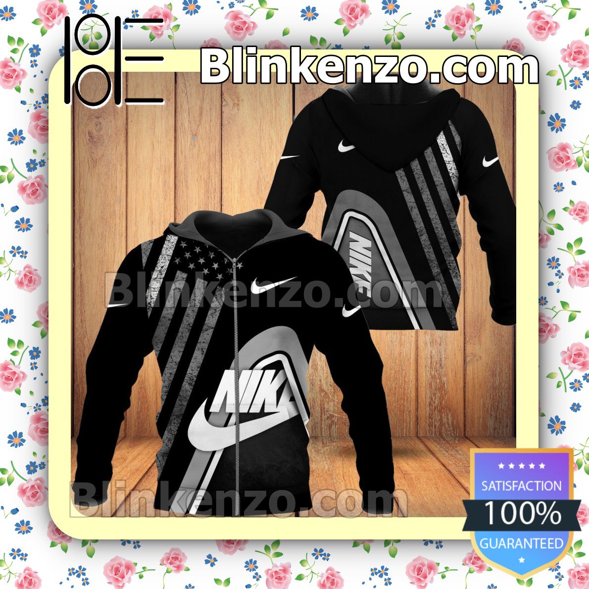 Top Nike American Flag Black Full-Zip Hooded Fleece Sweatshirt